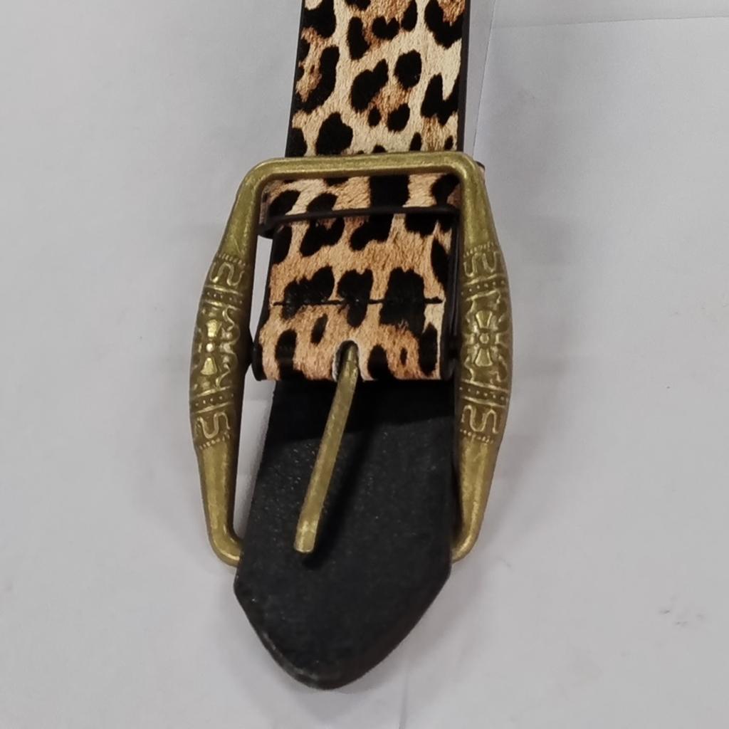 Fashion Leopard Print Belt Adjustable PU Leather Belt Trendy Unisex Waist Belt for Women and Men Accessory