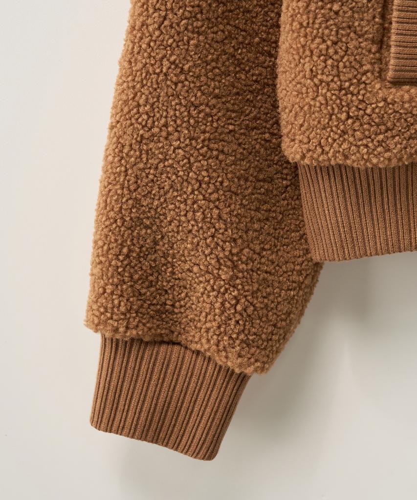 Satur (W) Shearling Fleece Zip-Up Hoodie Brown