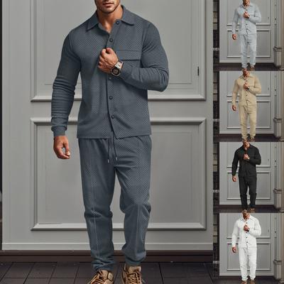 Мужской пиджак с длинным рукавом и лацканами из твила, однобортный однотонный пиджак, брюки из твила, костюм