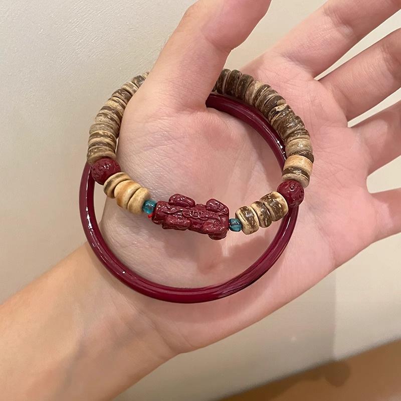 Женский браслет с бисером Pixiu 2023 года с кокосовой скорлупой и киноварью