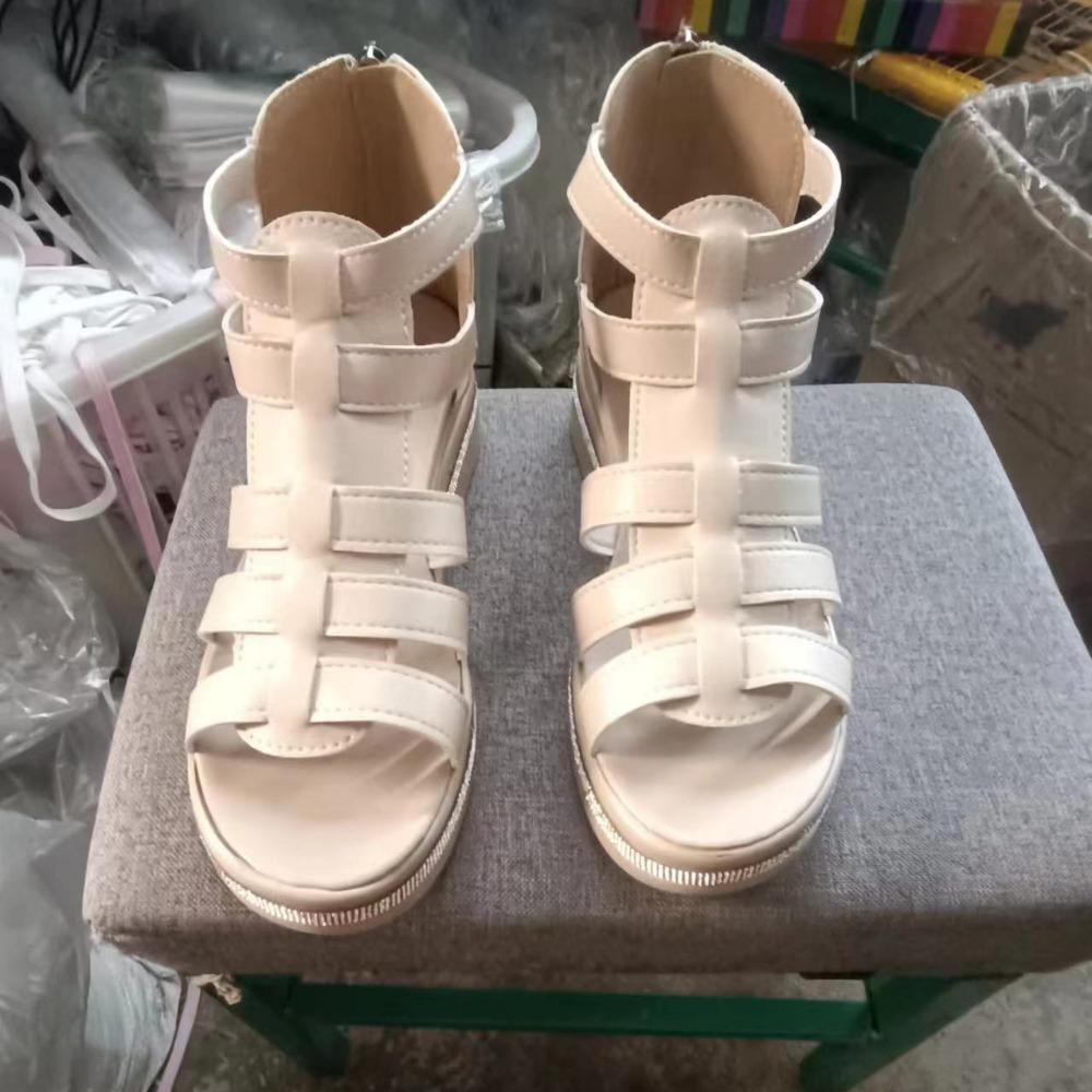 Женские сандалии, летние модные повседневные пляжные сандалии на римской платформе с открытым носком, большие размеры 35-43, сандалии на высоком каблуке