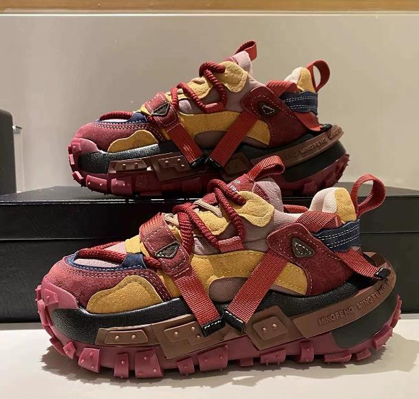 Модные кроссовки Color Block Chunky для мужчин/женщин, дизайнерские кроссовки с высокой подошвой, модные повседневные туфли с увеличенной внутренней высокой платформой