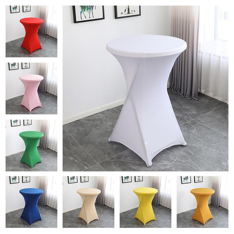 Height Stretch Round Tablecloth Cocktail Table Cover Spandex Table Cloth Bar Hotel Party Wedding Elastic TableCloth Decor