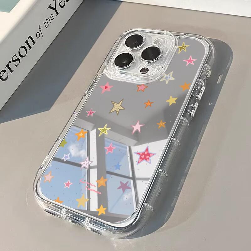 Модный разноцветный чехол для телефона со звездным узором для iPhone 17 Pro 16 15 14 13 12 11 Pro Max 7 8 Plus XR X XS 16E Роскошная зеркальная крышка