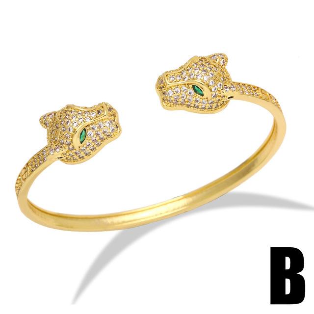 Золотой цвет, сохраняющий циркон, преувеличенные модные ювелирные изделия, легкий роскошный темпераментный браслет из меди для женщин