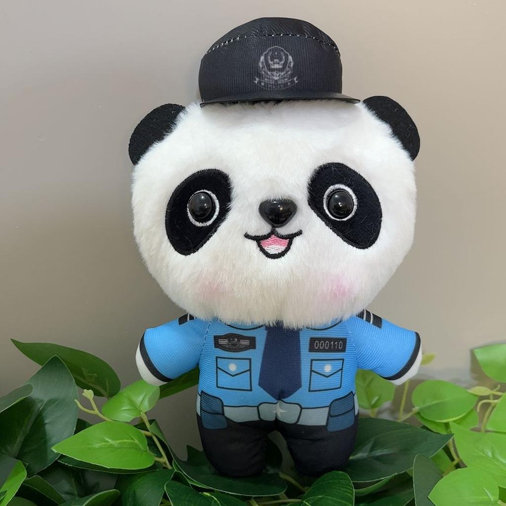 New plush toy exquisite cute police panda fire panda flow eight inch grab machine doll