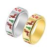 Оригинальное рождественское кольцо из титановой стали с оленем, звездой и сердцем, вращающееся, для мужчин и женщин