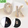 Creative Fashion Unisex Crystal English  Letters Design Brooches Pins Rhinestone Alphabetical Letter Brooch Shirt Collar Pins