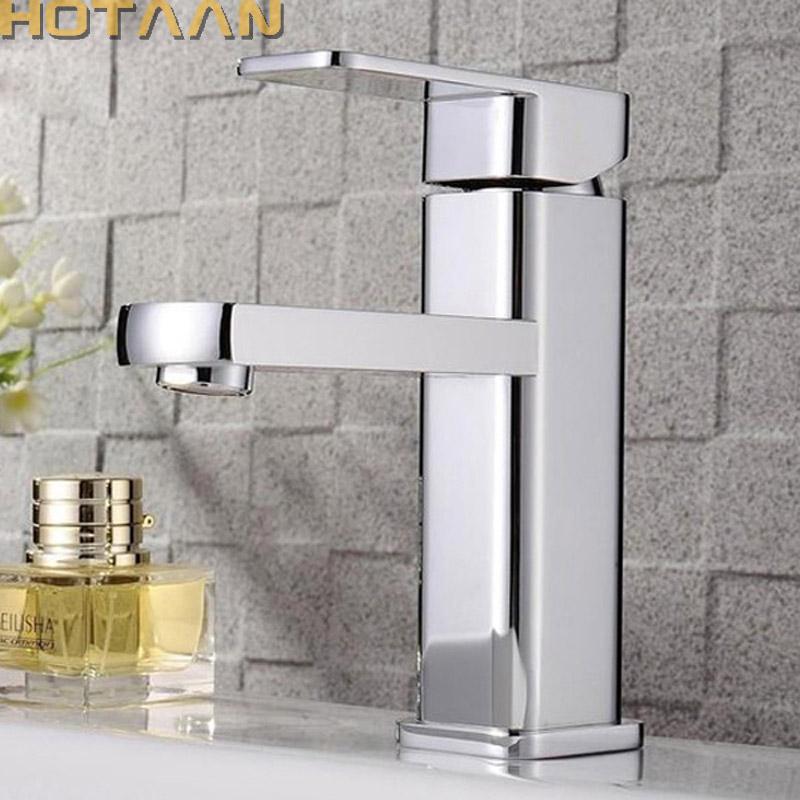 Hotaan Matte Black Basin Faucet Water Tap Bathroom Faucet Solid White Brass Cold & Hot Water Single Handle Water Sink Tap Mixer