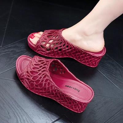 Шлепанцы на толстой подошве для женщин 2025 Новые модные шлепанцы с открытым носком для лета, Нескользящие шлепанцы для улицы