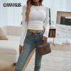 Autumn and Winter Y2K Tops Women's Temperament Slim Solid Colour Round Neck Long Sleeve T-shirt