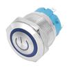 2 Pcs Button Switch Flat Head Self Reset IP65 220VAC 22mm 4 Pin Switch with Light(Blue )