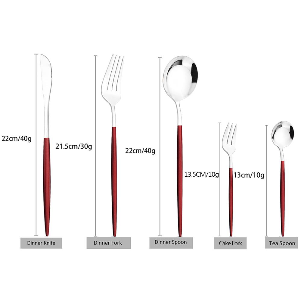 Набор столовой посуды из 30 предметов, красный и серебристый, западный набор столовых приборов из нержавеющей стали, обеденные ложки, вилки для торта, ножи, набор столовой посуды, кухонные столовые приборы
