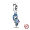 100% Стерлингового Серебра 925 Синий Океан Животное Светящиеся Бабочки Краб Шарм Бусины Подходит 925 Оригинальных Браслетов Роскошные Ювелирные Изделия DIY