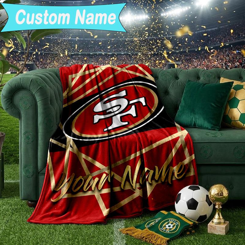 Custom Name Blanket Vintage 49ers Football Blanket Bedding Blanket for Travel, Camping, Living Rooms, Offices, Sofas, Fan Christmas gift
