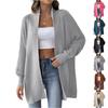 Women's Long Sleeved Solid Color Medium Length Knitted Cardigan Jacket Sweater Knitted Sweater