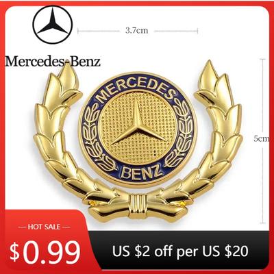 Автомобильная наклейка для эмблемы Benz с крыльями Звезда Значок на капот Золотой Передний хромированный логотип на капот автомобиля Роскошный Покрытый для капота Mercedes Benz