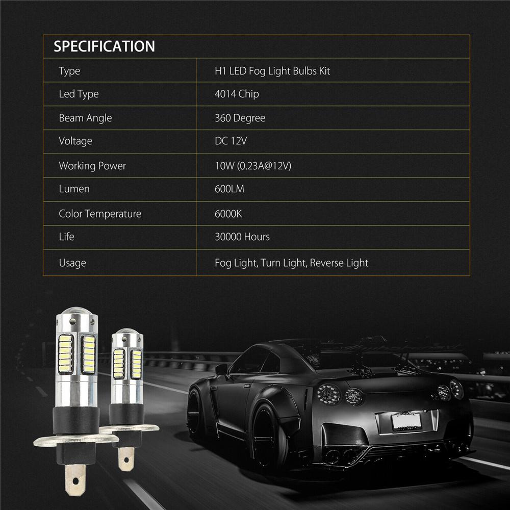 Car H1 LED Headlight Bulb 10W 12V Projector Fog Light Bulbs Kit Super Bright DRL 6000K 600LM Car Accessories
