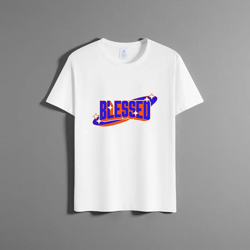 Летняя новая универсальная футболка унисекс из чистого хлопка, модная повседневная футболка с круглым вырезом, дышащая, свободного кроя, с принтом, с короткими рукавами