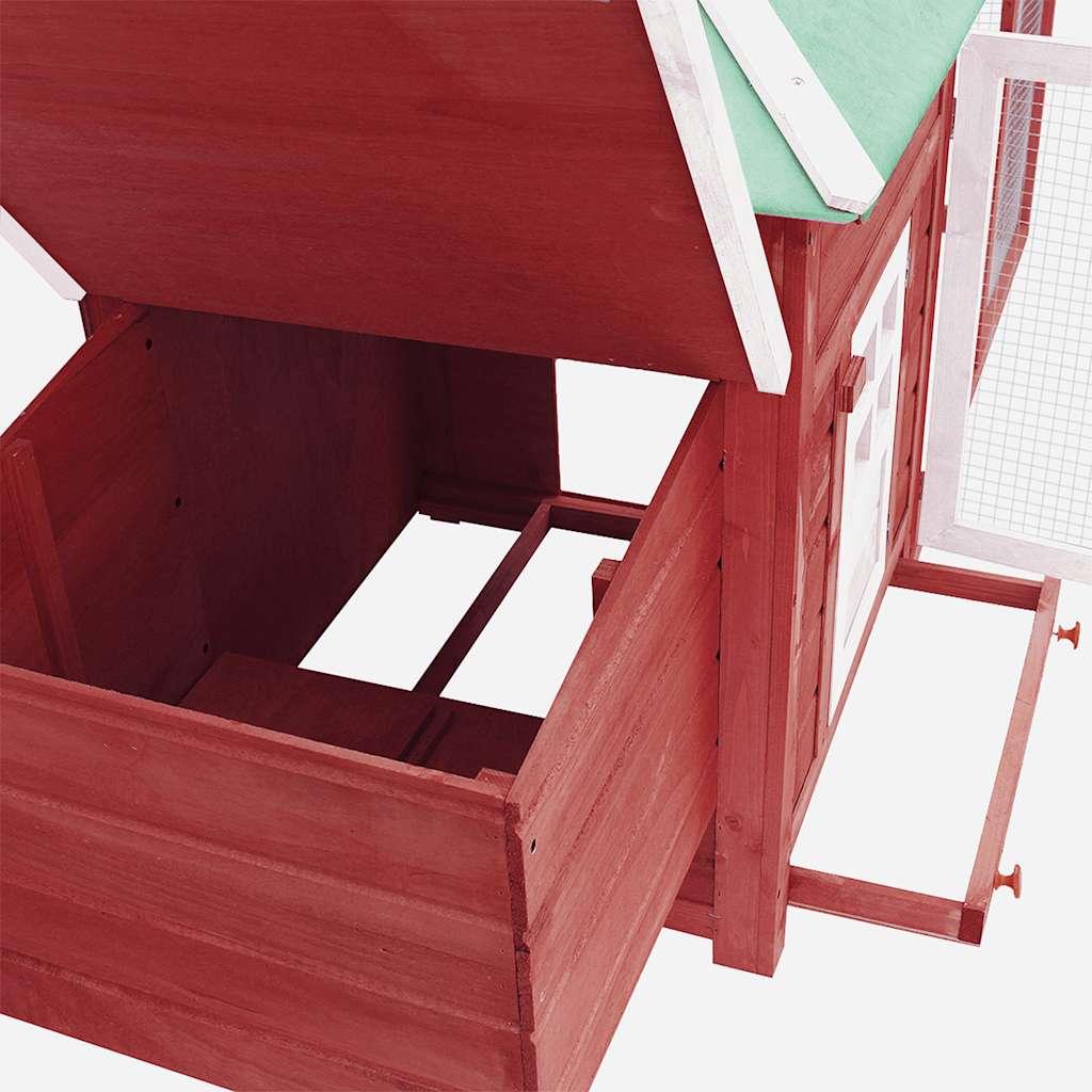 Chicken Coop with Nesting Box Red 190 x 72 x 102 cm Pine Solid Wood