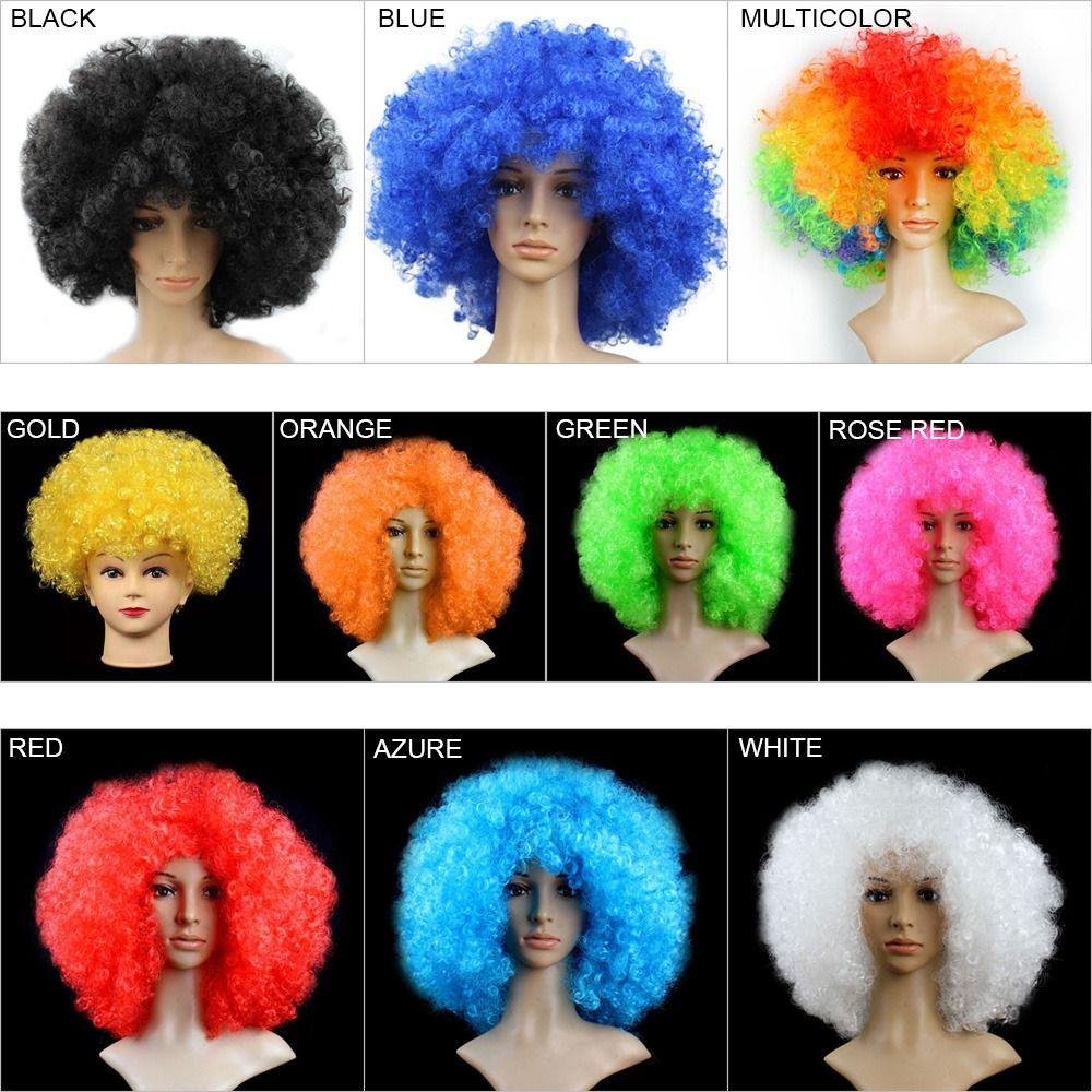 Clown Cosplay Football Fans Children/Adults Dressing Colorful Wigs Curly Hair Black Afro Curly Wig