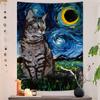 Ван Гог Звездная ночь Романтичный Черный Кот Гобелен Художественная Печать Богемные Настенные Гобелены Мандала Декор Покрывало