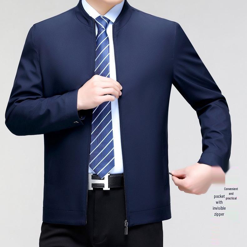 Men’s Stand-up Collar Jacket - 2024 Spring Business Casual for Middle-aged Dads