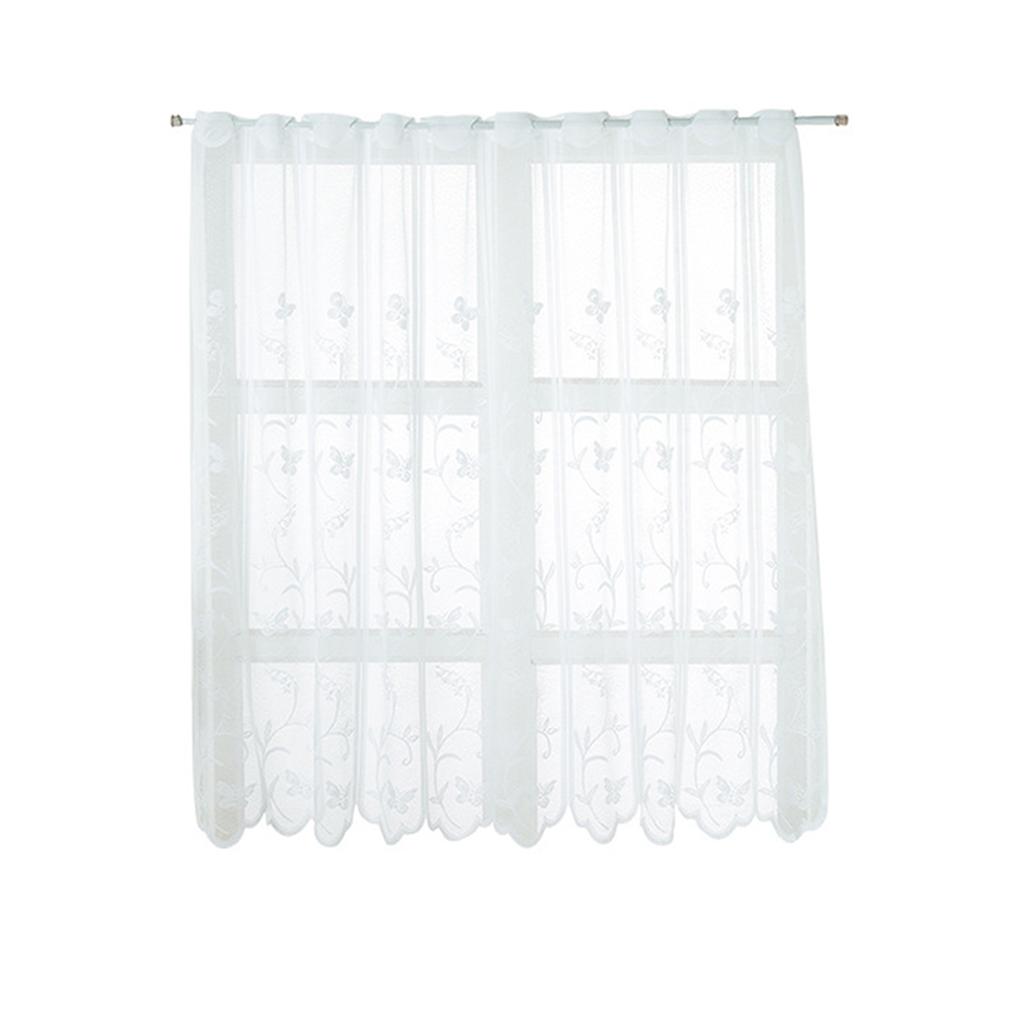 White Tulle Window Drape Modern Backdrop Floral Lace Sheer Curtains Window Voiles Wedding Ceremony Party Home Window Decor
