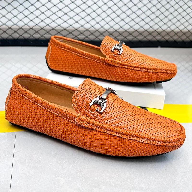 Модные мужские кожаные слипоны в британском стиле, массажные подошвы, повседневные лоферы ручной работы, легкие мужские туфли для вождения, мокасины