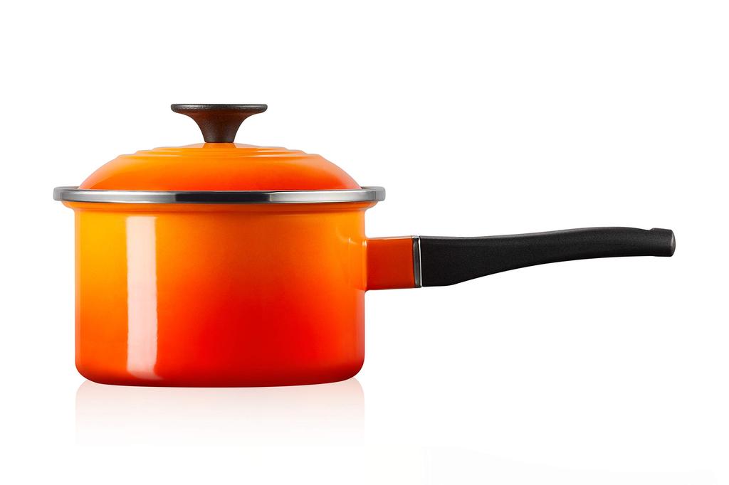 Эмалированная кастрюля Le Creuset EOS, 16 см, оранжевая, японская, для одной руки [Авторизованный продукт]