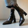 French Retro High-heeled Short Boots Women's Autumn and Winter 2025 New Black Thick-heeled Thin Boots Short Boots Women's Boots