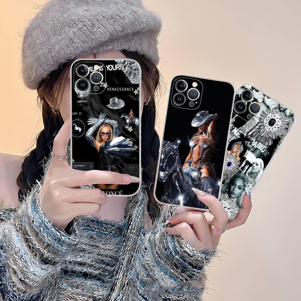 Чехол прозрачный для iPhone 17 16 15 14 13 12 Mini 11 Pro Max с изображением певицы B-Beyonce