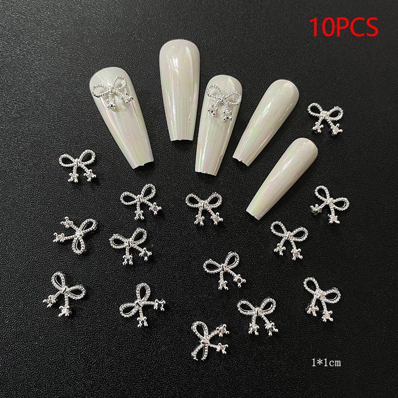 Золотые Серебряные Цветы Маникюрные Аксессуары Бант для Ногтей