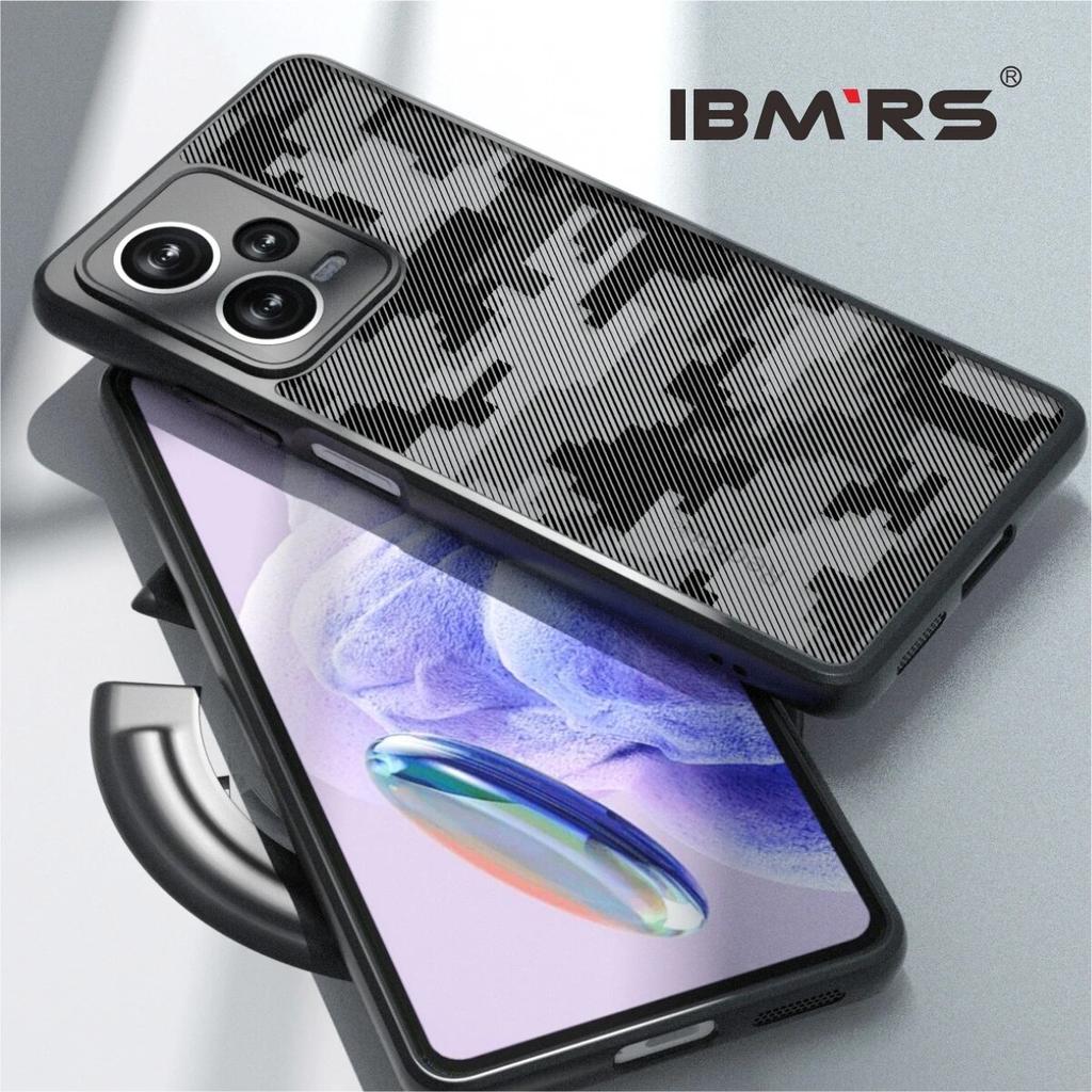 (Comes with Wrist Strap)ibmrs for Xiaomi Redmi Note 12 Pro+  Anti-Fingerprint Camo Case ,matte Clear Transparent Phone Protective Case