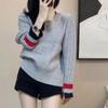Свитер, пуловер, женская осенне-зимняя верхняя одежда, свободные винтажные вязаные топы, женская модная корейская одежда, трикотаж, джемпер