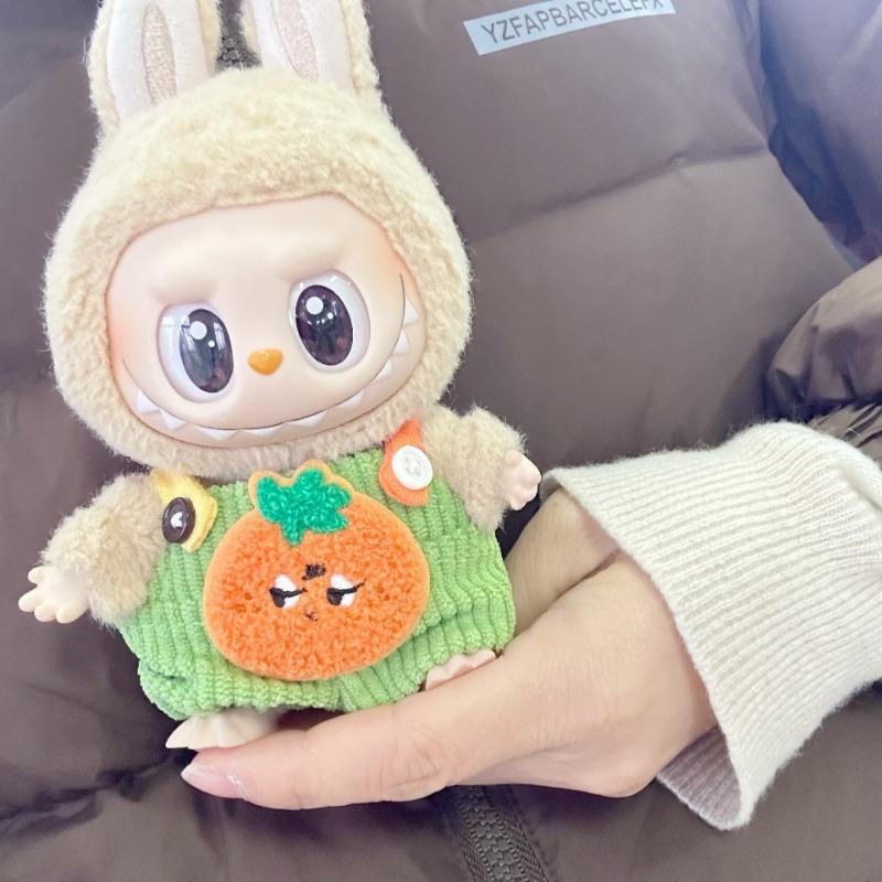 Only clothes]For  pendant pull cloth doll for the first and second generation blind box For  LABUBU clothes bear suspenders pants suit