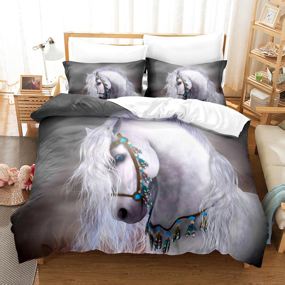 Animal Horse Bedding Sets Quilt Bed Cover Comforter Duvet Cover Pillow Case 2-3 Pieces Sets Kids Adult Bedroom Decoration