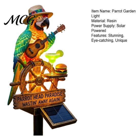 Tropical Bird Garden Decor Solar Parrot Light, LED Powered Pathway Outdoor Lamp Waterproof Decorative Stake Light for Patio Yard Lawn