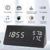 Digital Clock LED Wooden Alarm Clock Table Sound Control Electronic Clocks Desktop USB/AAA Powered Decoration Home Table Decor