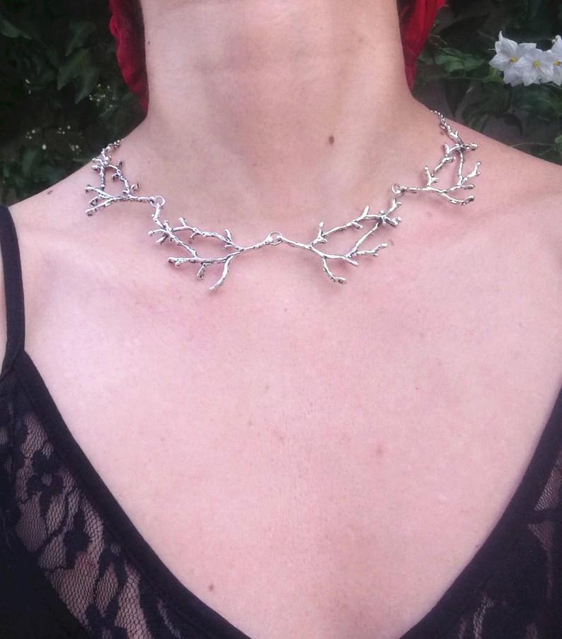 punk Pagan Inspired Pentagram and Quartz Branches Necklace Gothic Witch Jewelry Goth Statement pendant Magic Wiccan Gift Women