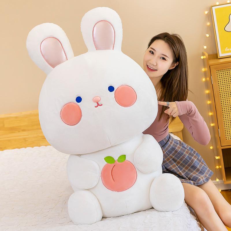 Peach Cartoon Rabbit Plush Toy Stuffed Doll Animal Decoration Cute Kids Gift