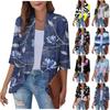 Women's Cardigan Loose Casual Printed Half Sleeve Lace Shirt Top Coat