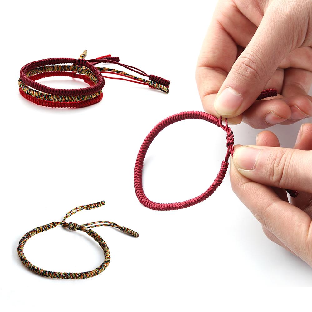 1PC/3PCs Handmade Weave Jewelry Red Rope Weave Bangle Tibetan Buddhist Knots Bracelet
