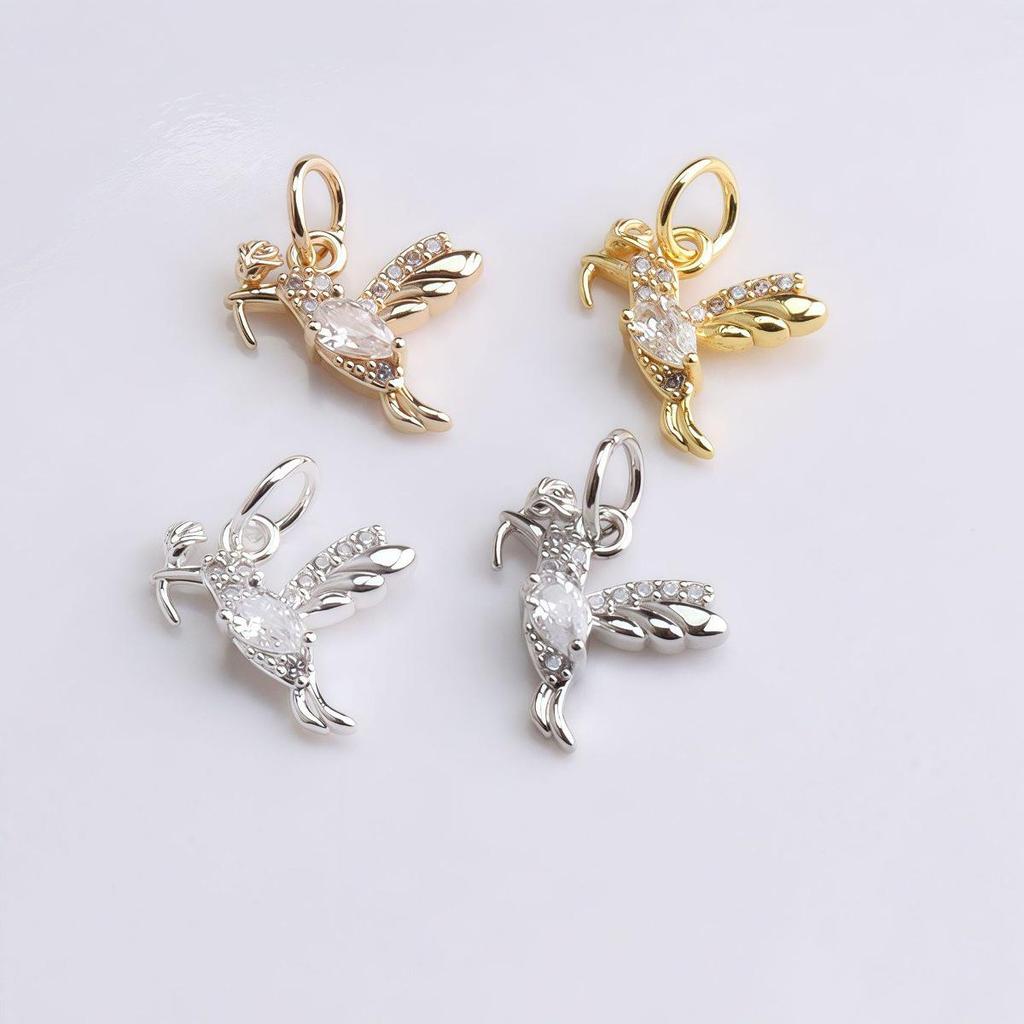 Подвеска- колибри с цирконом, заполненная 14-каратным золотом – Аксессуары-шармы для самостоятельного изготовления украшений
