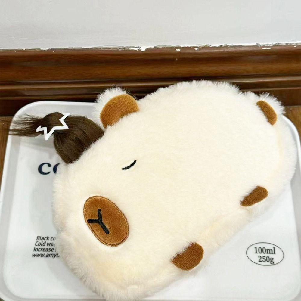 Storage Bag Capybara Pencil Bag Pen Holder Plush Pen Case Cute Capybara Stationery Bag  Office