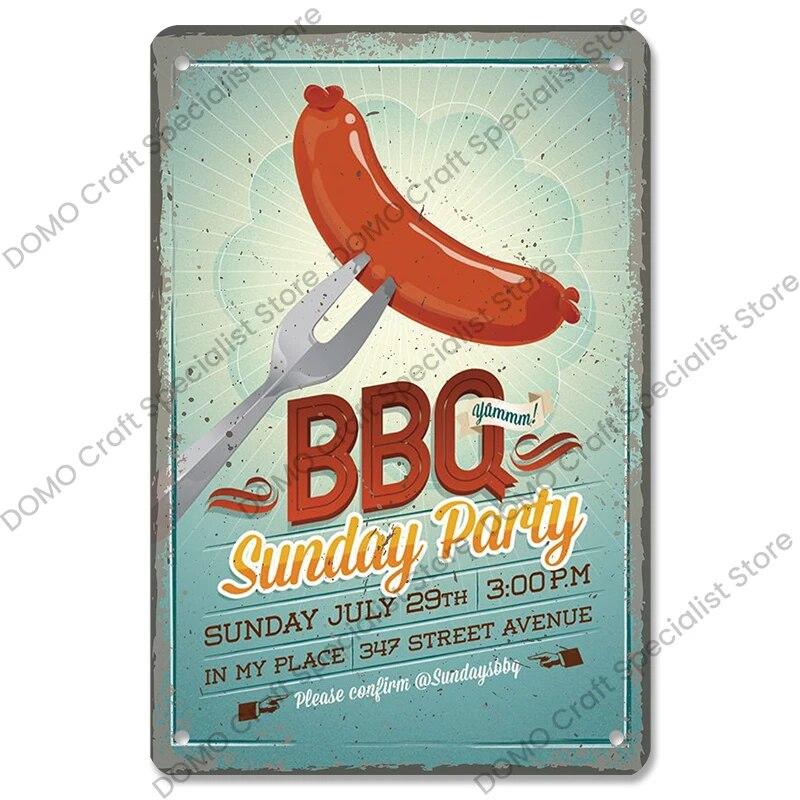 Плакат для вечеринки с барбекю, винтажные металлические жестяные вывески для гриля, ретро-налет, Настенный декор для бара, паба, заднего двора, пляжного дома