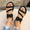 Летние новые сандалии большого размера для женщин из зарубежной торговли на плоской подошве с педалью 2024 года Sandalias De Mujer 36-43