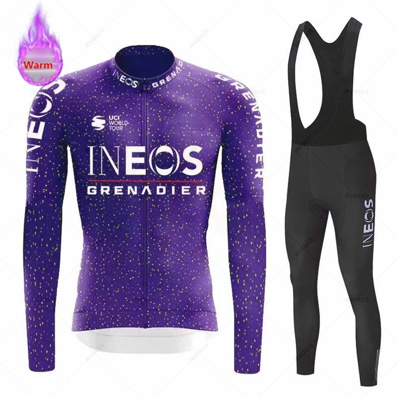 Комплект флисовой веломайки с длинным рукавом Ineos Grenadier Team для зимы, одежда для горного велосипеда, Ropa Ciclismo, костюм для гоночного велосипеда