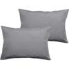 Set of 2 Percale Pillowcases Pure Combed Cotton Long Fibers 80 Threads/cm² South Wind - Steel - Set of 2 Pillowcases 50 X 7