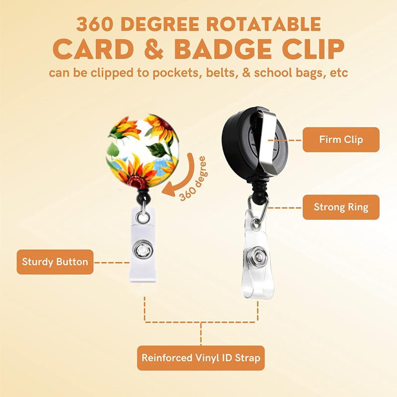 Модный набор держателей для бейджей с красочным цветочным принтом подсолнуха, ремешок для удостоверения личности с рукавом для удостоверения личности